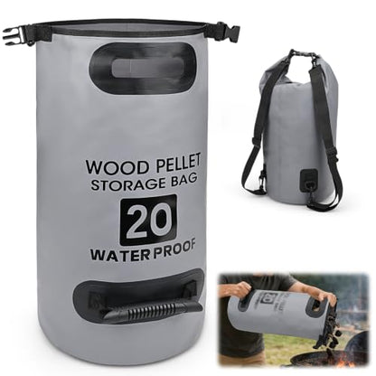 33LB Wood Pellet Storage Bag, Waterproof Charcoal Container, 1PCS - color: Grey-1pcs