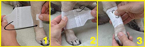 PawFlex Basic Leg Bandages for Dogs, Cats and Other Pets First Aid Non-Adhesive Fur Friendly - Value 16 Pack (Standard,& Wide) (Medium) - size: Medium 16-Pack