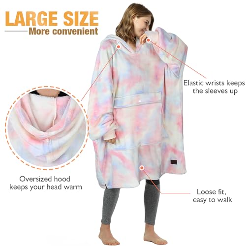 Catalonia Oversized Blanket Hoodie, Cotton Candy Fleece Wearable Blanket - color: Cotton Candy / Fleece
