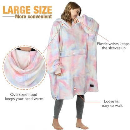 Catalonia Oversized Blanket Hoodie, Cotton Candy Fleece Wearable Blanket - color: Cotton Candy / Fleece