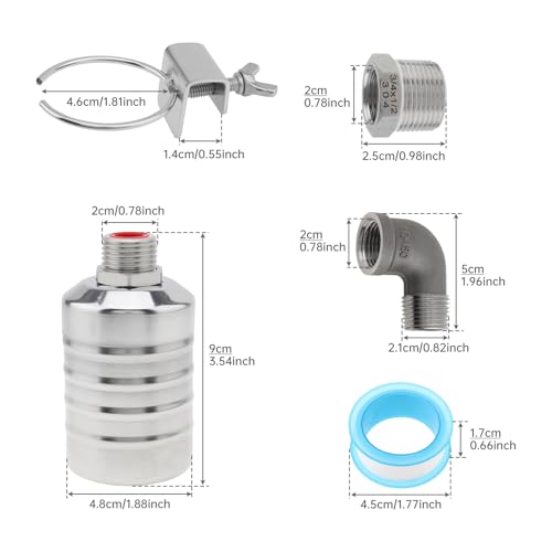2pcs Water Float Valve Automatic Water Level Control Valve 1/2in to 3/4in | 304 Stainless Steel Auto Shut Off for Fish Tank Swimming Pool Livestock Trough - style: Style 2