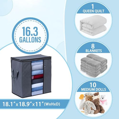 VENO 3 Pack Large Clothes Storage Bag w/Reinforced Handle 16 Gallon | Thick Container Bins Organizer for Blankets, Comforters, Bedding, Foldable w/ Sturdy Zipper, Clear Window(Tall 16.3 Gallon) - size: Tall, 16.3 Gallon, Set of 3