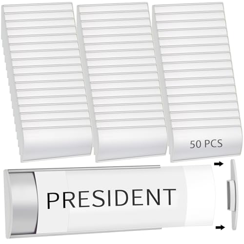 Therwen 50 Pcs Aluminum Office Name Plate Holder for Door, Silver - color: Silver