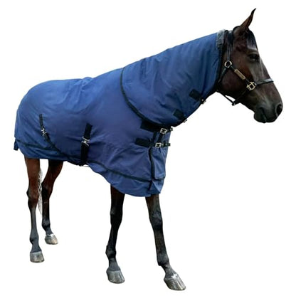 Waterproof Horse Turnout Blanket Horse Winter Blanket Medium Weight Horse Blanket with Detachable Neck Cover Size 78 Navy Blue