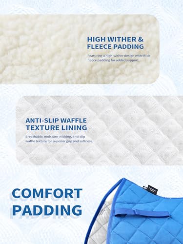 Harrison Howard All Purpose Saddle Pad for Horse Riding Non-Slip Suede English Saddle Pad Soft Cushioning for Horse Back Gobalt Blue