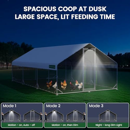 CHIKENCOOP 19.5x9.8x6.5ft Metal Chicken Coop, 3-Room Run, Hardware Cloth - size: 234.0"L x 118.0"W x 78.0"H