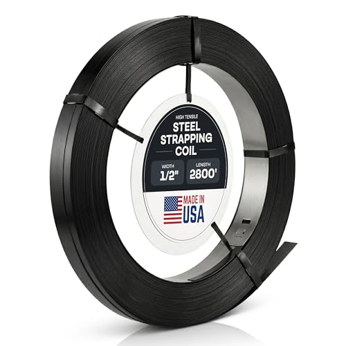 IDL Packaging 1/2" x .020" x 2800' Regular-Duty Steel Strapping Coil (1180 lbs Break Strength) - Painted and Waxed - Superior Cut-Resistance - Metal Straps for Pallet Banding, Extra-Heavyweight Loads - size: 1/2W" x 2800L'