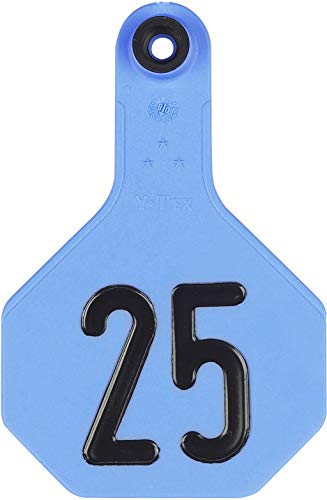 YTEX 3 Star Medium Cattle ID Ear Tags Blue Numbered 26-50