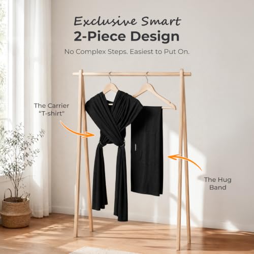 Momcozy Baby Wrap Carrier, Easy-On 2-Piece Design, Newborn to 33 lb - color: Black