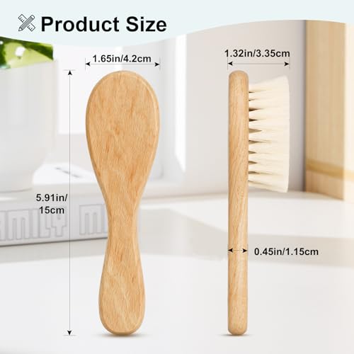 Baby Hair Brush, Wooden Baby Hair Brush for Newborns & Toddlers, Super Soft Goat Bristles Hair Brush, Toddler Hair Brush,Ideal for Cradle Cap (2PCS) - color: Wooden