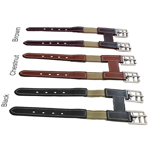Majestic Ally Leather Girth Extender with Heavy-Duty Elastics, Durable, Flexible - color: Chestnut