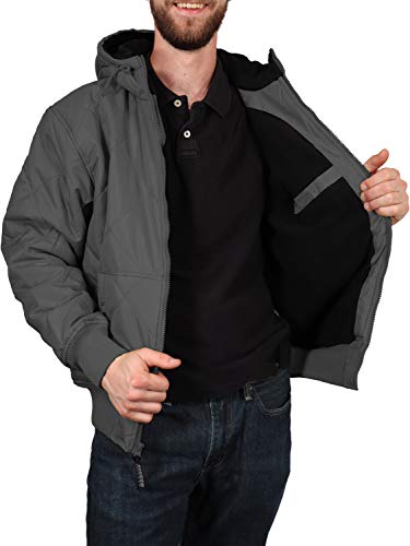 Men's Fleece Lined Quilted Winter Jacket Coat - color: Gray, size: 5X-Large