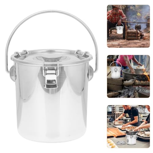 Healeved Stainless Steel Bar Bucket Dog Water Pail Stainless Steel Bucket with Lid Beverage Tub Ice Iron Camping Compost Kitchen Compost Bin Flour Tinplate