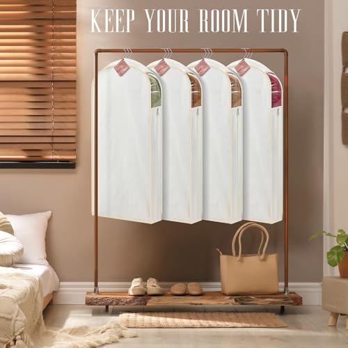Briwooody Cotton Linen Garment Bags, 2 Sets, Moth Protection, Beige - color: Beige