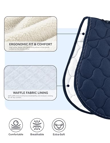 Harrison Howard 3D Air Mesh Saddle Pad for Horses – Breathable Shock-Absorbing All-Purpose English Saddle Pad - color: Navy