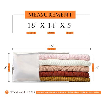 Cashmere Sweater Storage Bags | PACK OF 2 |Breathable & Washable Sweater Storage Bags | Suitable Clothes Organizer For Sweaters, Merino Wool, Scarves and more - size: SMALL