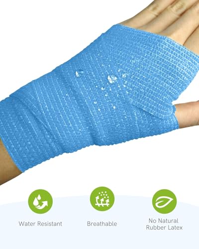 FriCARE Self Adhesive Bandage Wrap, Medical Tape in First Aid Kit, Ocean | Elastic Cohesive Bandages for Sports/Vet/Wrist Ankle Wounds, 2 Inches X 5 Yards, Latex-free 6 Rolls - color: Ocean