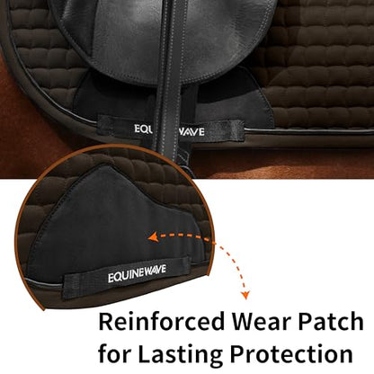 EQUINEWAVE Aria Soft Suede Jump Saddle Pad – Breathable Moisture-Wicking Lining, Shock-Absorbing Cushion, Contoured Spine, English All Purpose Saddle Pad - color: Dark chocolate