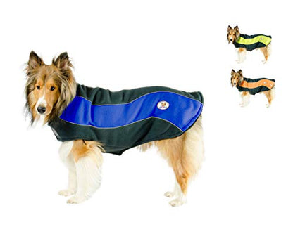 Adventure Coat Double Layered Fleece All Season Dog Sweater Safety Reflective Design, Royal Blue, 26" - color: Royal Blue, size: Large