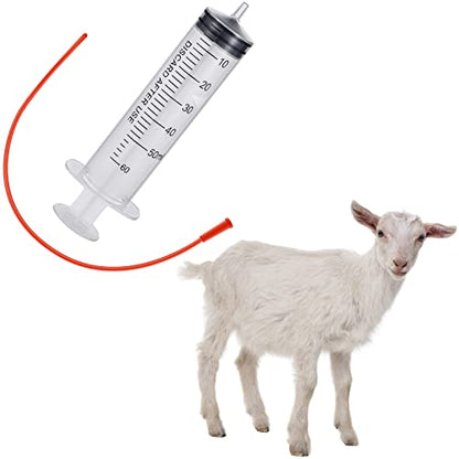 3 Sets Puppy Kitten Feeding Tube Kit, 3 Pcs 60 ml Clear Plastic Goat Syringe 3 Pcs 14 FR Red Rubber Feeding Tube, Feeding Syringe Feeding Tube Supplies for Lamb Goat Animals