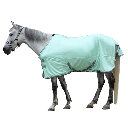 Horse Fly Sheet Lining, Mesh Equine Sheets Fly Rug, UV Protection | Breathable Mesh Fly Sheet for Horse, Equine Summer Sheet, Bug Mosquito FlySheet for Stable, Pasture, Barn (78", Mint Green) - size: 78 Inch