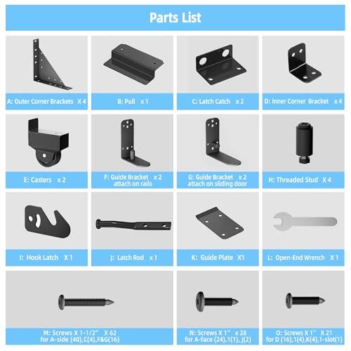 Sliding Gate Hardware Kit, Heavy Duty Fence Gate Kit with Roll Wheels, Universal Fit for 1" to 2" Thick Wood Fence Gates, Anti-Sag Corner Frame Brackets, Smooth Rolling, Easy DIY Installation