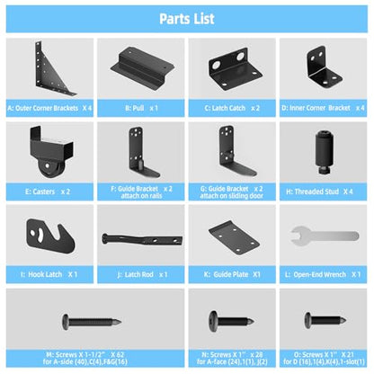 Sliding Gate Hardware Kit, Heavy Duty Fence Gate Kit with Roll Wheels, Universal Fit for 1" to 2" Thick Wood Fence Gates, Anti-Sag Corner Frame Brackets, Smooth Rolling, Easy DIY Installation