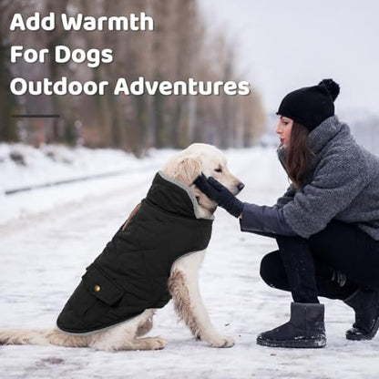 Queenmore Waterproof Dog Winter Coat Warm Puffer Jacket Cold Weather Vest - color: Black, size: X-Small