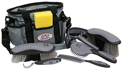 Derby Originals Premium Ringside 8 Item Horse Grooming Kits - Available in Eight Colors - color: Grey/Black