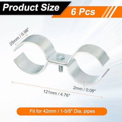 HARFINGTON 6pcs Chain Link Fence Panel Clamps 1-5/8" Galvanized Dog Kennel Clamps Fence Connector Temporary Dog Cage Hardware Parts with Bolts and Nuts for Round Pipe Panel Frame Cage - size: 1-5/8"