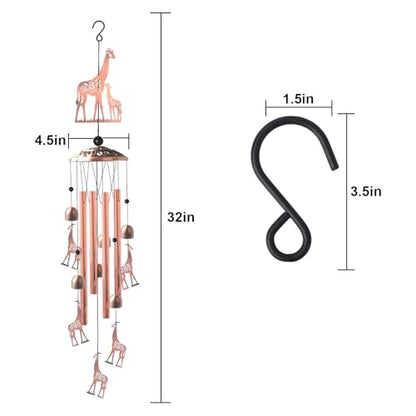JOBOSI Brass Giraffe Wind Chime, for Women,Giraffe Wind Chime Outdoor, Handmade Metal Garden Wind Chimes,Melodic Weatherproof, Gift for Mom/Grandma - color: Giraffe