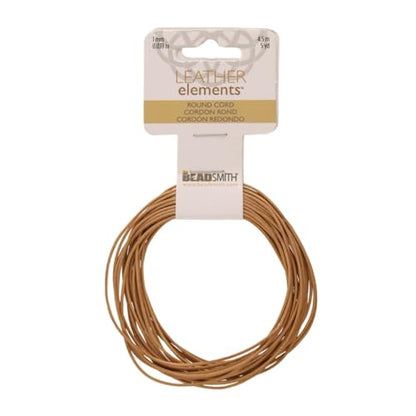 The Beadsmith Leather Cord – Natural – 1mm Spool – 5 Yards/4.5 Meters – Indian Leather Thong Ideal for Braiding, Beading, Necklaces, Fine Lacing, Hair Accessories & DIY Jewelry Making - size: 1mm, style: Natural – 5 Yards