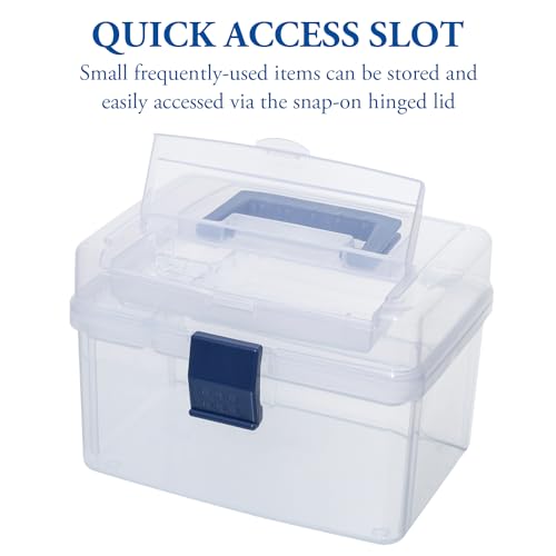 MyGift 10 Inch First Aid Storage Box with Detachable Tray, Quick Access Lid - color: Navy