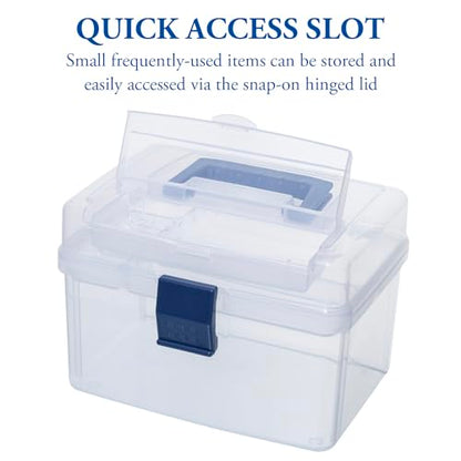 MyGift 10 Inch First Aid Storage Box with Detachable Tray, Quick Access Lid - color: Navy