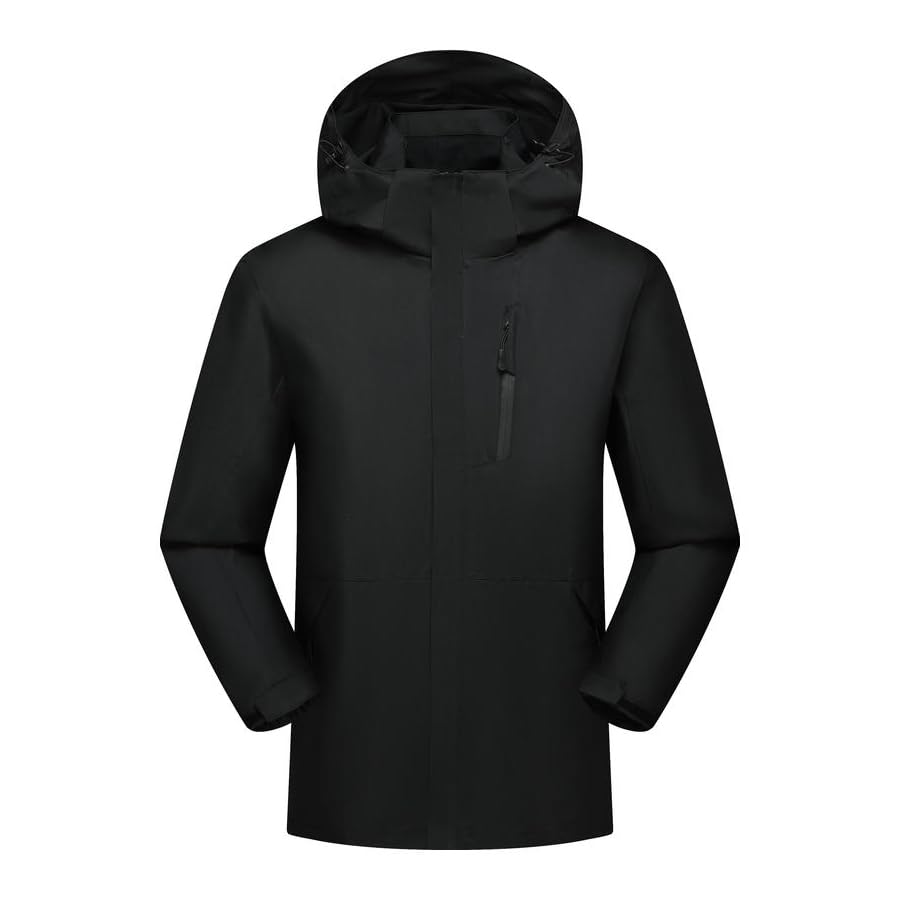 Men's Waterproof Shell Jacket, Lightweight Windbreaker Raincoat, Outdoor Trench Coat - color: Black, size: Medium