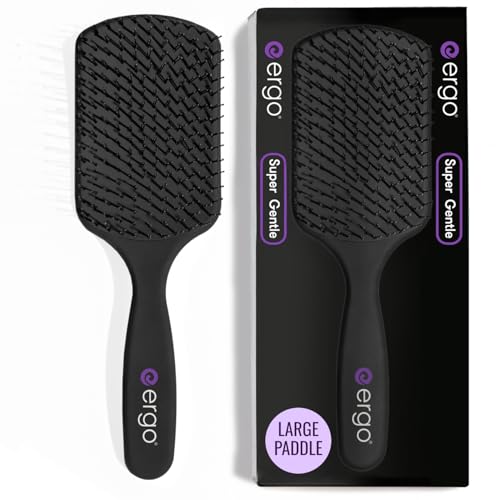 ERGO Super Gentle Large Paddle Brush for Blow Drying - Hair Brushes for Women with Thick or Thin Hair - Dual Hairbrush for Women - Detangler Hair Brush - Gently Detangles Curly or Wet Hair - ERG1000 - style: ERG1000 (Large Paddle)
