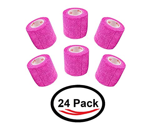2 Inch Self Adhesive Bandage Wrap & Athletic Tape - 24Pk, Fuchsia - color: Fuchsia, size: 24 Rolls
