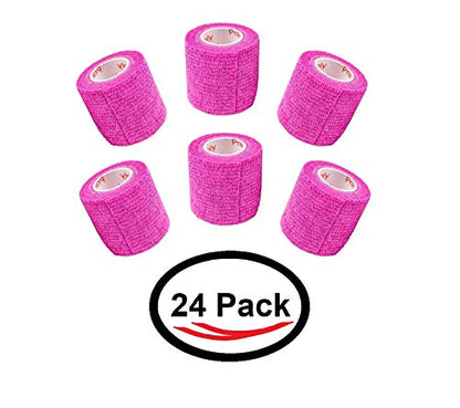 2 Inch Self Adhesive Bandage Wrap & Athletic Tape - 24Pk, Fuchsia - color: Fuchsia, size: 24 Rolls
