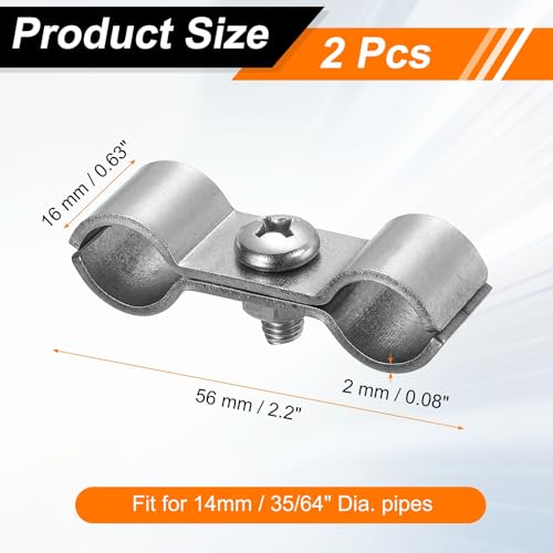 HARFINGTON 2pcs Chain Link Fence Panel Clamps 9/16" Stainless Steel Dog Kennel Clamps Fence Connector Temporary Dog Cage Hardware Parts with Bolts and Nuts for Round Pipe Panel - size: 9/16"