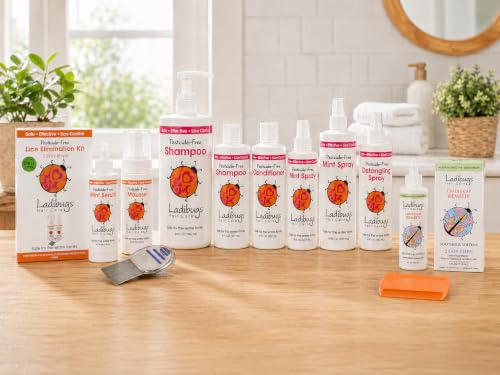 Ladibugs Lice Elimination Mint Serum - Natural Head Lice & Nit Treatment | Highly Effective Head Lice & Nit Fix, Safe Removal for Kids and Entire Family - style: Mint Serum, 4oz