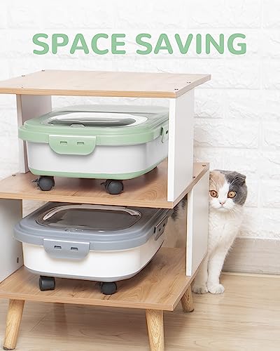 20-23Lbs Dog Food Storage Container Airtight,Collapsible Dog Food Container - color: Green&White