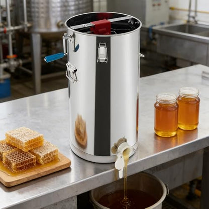 Stainless Steel Manual Honey Extractor 2 Frame, Double Bearing Honey Spinner Beekeeping Extraction Tool Honeycomb Extraction Centrifuge Equipment