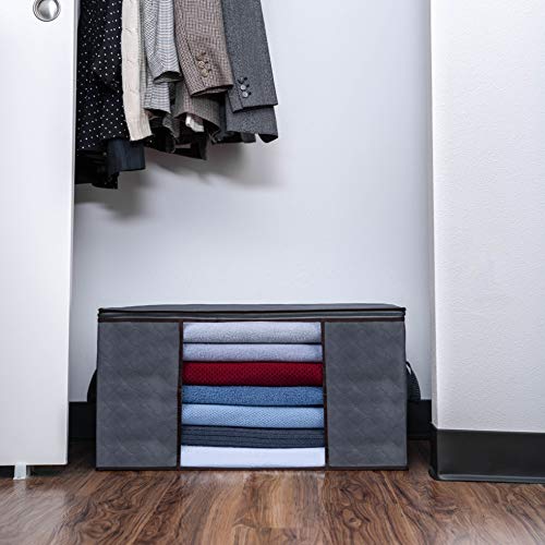 VENO 3 Pack Oversize Clothes Storage Bag with Reinforced Handle 34 Gallon | Thick Container Bins Organizer for Blankets, Comforters, Bedding, Foldable w/ Sturdy Zipper, Clear Window, Grey(34 Gallon) - size: Oversize, 34 Gallon, Set of 3