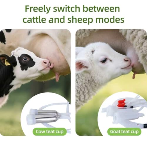 10L Electric Milking Machine for Goats and Cows, Rechargeable Battery Powered with Adjustable Pulse & Vacuum, Portable Single Pulse Control Milker, Suitable for Small Scale Farms & Home Use.