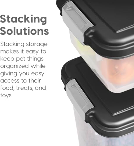 IRIS USA 30 lb + 11 lb Airtight Pet Food Storage Containers with Wheels - color: Black