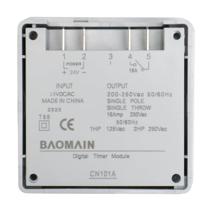 Baomain Time Switch Relay with 4 x Terminal Cable & Waterproof Cover,Digital LCD Programmable Timer,24V DC/AC Input,200-250V 16A Output,28 Programs Daily/Weekly Schedule,CN101A - size: Timer with Terminal Cable & Cover