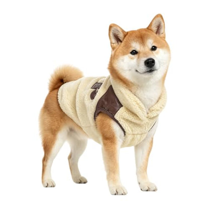Dog Winter Coat Fleece Jacket Small Dog Apparel, Beige, S - color: Beige, size: S