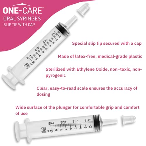 ONE-CARE Oral Syringe, 10 mL, Slip Tip, with Cap, 100 Count - size: 10 ml Black Scale