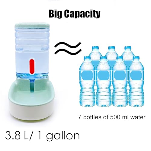 Kathson Gravity Dog Water Dispenser - Automatic Cat Drinking Station, 1 Gallon Large Capacity Puppy Water Bowl for Small & Medium Dogs & Cats, Green - color: Green