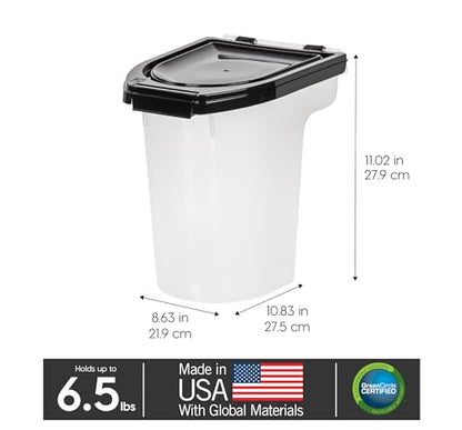 IRIS USA Dog Food Storage Container, Up to 6.5 lbs, Black, Made in USA